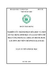 Luận án Nghiên cứu thành phần hóa học và một số tác dụng sinh học của loài viễn chí hoa vàng polygala arillata buch. - Ham. ex d. don, họ viễn chí (polygalaceae)