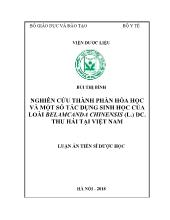 Luận án Nghiên cứu thành phần hóa học và một số tác dụng sinh học của loài belamcanda chinensis (l.) dc. thu hái tại Việt Nam