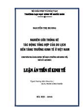 Luận án Nghiên cứu thống kê tác động tổng hợp của du lịch đến tăng trưởng kinh từ ở Việt Nam