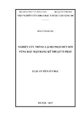 Luận án Nghiên cứu trồng lại bộ phận đứt rời vùng đầu mặt bằng kỹ thuật vi phẫu