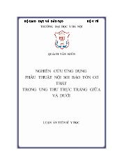 Luận án Nghiên cứu ứng dụng phẫu thuật nội soi bảo tồn cơ thắt trong ung thư trực tràng giữa và dưới