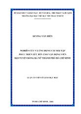 Luận án Nghiên cứu và ứng dụng các bài tập phát triển sức bền cho vận động viên đội tuyển bóng đá nữ thành phố Hồ Chí Minh