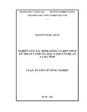 Luận án Nghiên cứu xác định giống và biện pháp kỹ thuật canh tác đậu xanh ở Nghệ an và Hà Tĩnh