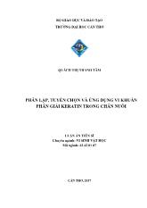 Luận án Phân lập, tuyển chọn và ứng dụng vi khuẩn phân giải Keratin trong chăn nuôi