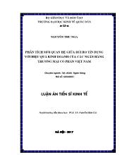 Luận án Phân tích mối quan hệ giữa rủi ro tín dụng với hiệu quả kinh doanh của các ngân hàng thương mại cổ phần Việt Nam