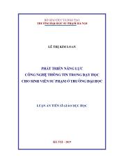 Luận án Phát triển năng lực công nghệ thông tin trong dạy học cho sinh viên sư phạm ở trường đại học