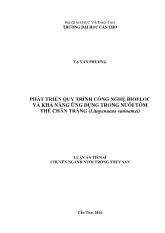 Luận án Phát triển quy trình công nghệ biofloc và khả năng ứng dụng trong nuôi tôm thẻ chân trắng (litopenaeus vannamei)