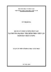Luận án Quản lý chất lượng đào tạo tại trường đại học Thái bình theo tiếp cận đảm bảo chất lượng