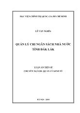 Luận án Quản lý chi ngân sách nhà nước tỉnh Đắk Lắk