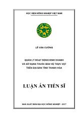 Luận án Quản lý hoạt động kinh doanh và sử dụng thuốc bảo vệ thực vật trên địa bàn tỉnh Thanh Hóa