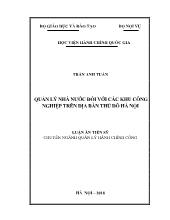 Luận án Quản lý nhà nước đối với các khu công nghiệp trên địa bàn thủ đô Hà Nội