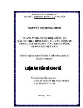 Luận án Quản lý nhà nước đối với dự án đầu tư theo hình thức đối tác công tư trong xây dựng hạ tầng giao thông đường bộ Việt Nam