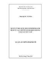 Luận án Quản lý nhà nước đối với kinh doanh dịch vụ vận chuyển hành khách bằng taxi tại Việt Nam