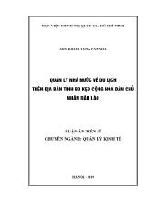 Luận án Quản lý nhà nước vũ du lịch trên địa bàn tỉnh Bo keo cộng hòa dân chủ nhân dân Lào