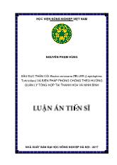 Luận án Sâu đục thân cói Bactra venosana Zeller (Lepidoptera: Tortricidae) và biện pháp phòng chống theo hướng quản lý tổng hợp tại Thanh Hóa và Ninh Bình