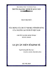 Luận án Tác động của di cư nội địa tới đời sống của người cao tuổi ở Việt Nam