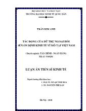 Luận án Tác động của dữ trự ngoại hối đến ổn định kinh tế vĩ mô tại Việt Nam