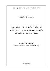 Luận án Tác động của người nhập cư đến phát triển kinh tế - xã hội ở thành phố Đà Nẵng