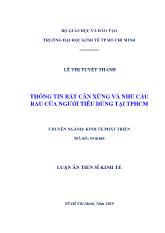 Luận án Thông tin bất cân xứng và nhu cầu rau của người tiêu dùng tại TPHCM