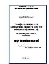 Luận án Thu nhập của lao động di cư làm thuê trong khu vực phi chính thức trên địa bàn nội thành Hà Nội