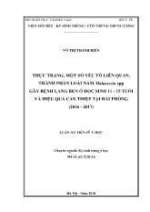Luận án Thực trạng, một số yếu tố liên quan, thành phần loài nấm malassezia spp gây bệnh lang ben ở học sinh 11 - 15 tuổi và hiệu quả can thiệp tại Hải Phòng