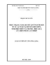 Luận án Thực trạng tăng huyết áp ở người dân từ 45 - 64 tuổi tại huyện Điện biên, tỉnh Điện biên và chi phí - Hiệu quả của biện pháp can thiệp