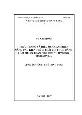 Luận án Thực trạng và hiệu quả can thiệp nâng cao kiến thức, thái độ, thực hành làm mẹ an toàn cho phụ nữ H’Mông tỉnh Sơn La