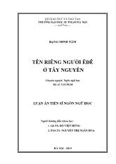 Luận án tiến sĩ Ngôn ngữ học - Tên riêng người Ê đê ở Tây Nguyên