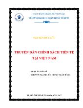 Luận án Truyền dẫn chính sách tiền tệ ở Việt Nam