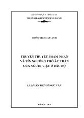 Luận án Truyền thuyết phạm nhan và tín ngưỡng thờ ác thần của người Việt ở bắc bộ