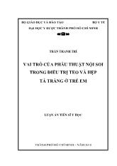 Luận án Vai trò của phẫu thuật nội soi trong điều trị teo và hẹp tá tràng ở trẻ em