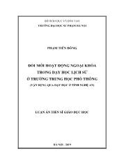 Luận văn Đổi mới hoạt động ngoại khóa trong dạy học lịch sử ở trường trung học phổ thông (Vận dụng qua dạy học ở tỉnh Nghệ An)