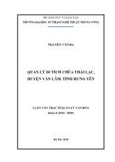 Luận văn Quản lý di tích chùa Thái Lạc, xã Lạc Hồng, huyện Văn Lâm, tỉnh Hưng Yên