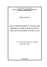 Luận văn Quản lý di tích lịch sử và văn hóa một hợp phần của khu di tích Tây Yên Tử thuộc huyện Sơn Động, tỉnh Bắc Giang