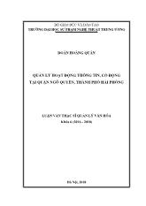 Luận văn Quản lý hoạt động thông tin, cổ động tại Quận Ngô Quyền, thành phố Hải Phòng