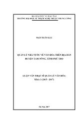 Luận văn Quản lý nhà nước về văn hóa huyện Tam Nông, tỉnh Phú Thọ