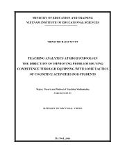 Teaching analytics at high schools in the direction of improving problem solving competence through equipping with some tactics of cognitive activities for students