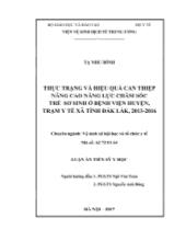 Thực trạng và hiệu quả can thiệp nâng cao năng lực chăm sóc trẻ sơ sinh ở bệnh viện huyện, trạm y tế xã tỉnh Đắk Lắk