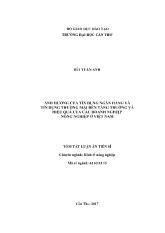Tóm tắt Luận án Ảnh hưởng của tín dụng ngân hàng và tín dụng thương mại đến tăng trưởng và hiệu quả của các doanh nghiệp nông nghiệp ở Việt Nam