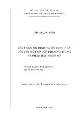 Tóm tắt Luận án Bài toán ổn định và ổn định hóa đối với một số lớp phương trình vi phân bậc phân số