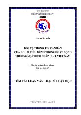 Tóm tắt Luận án Bảo vệ thông tin cá nhân của người tiêu dùng trong hoạt động thương mại theo pháp luật Việt Nam