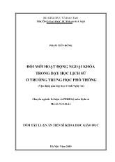 Tóm tắt Luận án Đổi mới hoạt động ngoại khóa trong dạy học lịch sử ở trường trung học phổ thông (Vận dụng qua dạy học ở tỉnh Nghệ An)