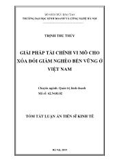 Tóm tắt Luận án Giải pháp tài chính vi mô cho xóa đói giảm nghèo bền vững ở Việt Nam