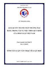 Tóm tắt Luận án Giải quyết tranh chấp thương mại bằng trọng tài vụ việc theo quy định của pháp luật Việt Nam