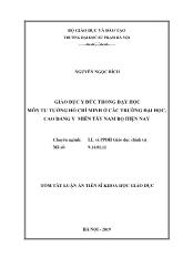 Tóm tắt Luận án Giáo dục y đức trong dạy học môn Tư tưởng Hồ Chí Minh ở trường đại học, cao đẳng Y miền Tây Nam Bộ hiện nay