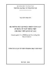 Tóm tắt Luận án Hệ thống bài tập phát triển năng lực sử dụng từ ngữ Tiếng Việt cho học viên quân sự Lào