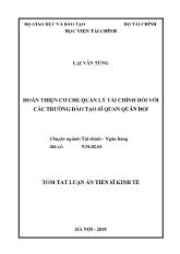 Tóm tắt Luận án Hoàn thiện cơ chế quản lý tài chính đối với các trường đào tạo sĩ quan quân đội