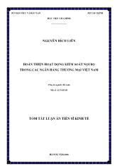 Tóm tắt Luận án Hoàn thiện hoạt động kiểm soát nội bộ trong các ngân hàng thương mại Việt Nam