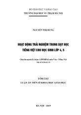 Tóm tắt Luận án Hoạt động trải nghiệm trong dạy học Tiếng Việt cho học sinh lớp 4, 5