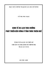 Tóm tắt Luận án Kinh tế du lịch theo hướng phát triển bền vững ở tỉnh Thừa Thiên Huế